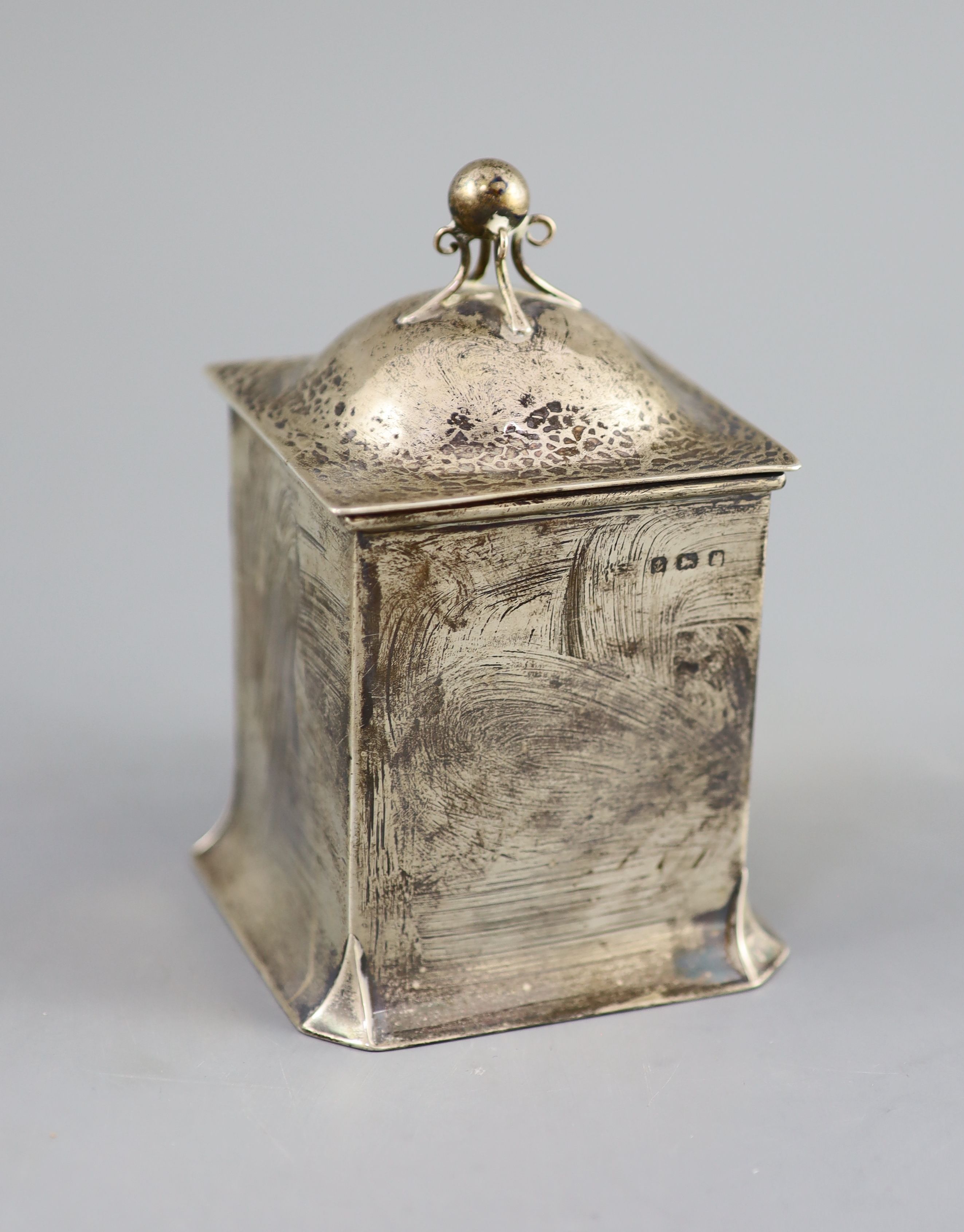 An Edwardian Art Nouveau silver tea caddy by Connell